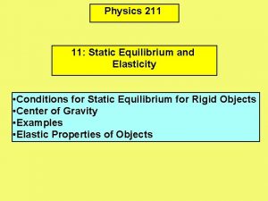 Physics 211 11 Static Equilibrium and Elasticity Conditions