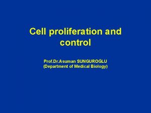 Cell proliferation and control Prof Dr Asuman SUNGUROLU