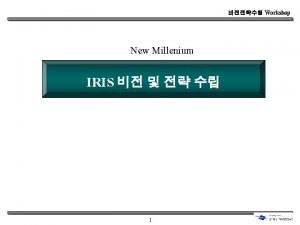 Workshop New Millenium IRIS 1 Workshop 2 Knowledge