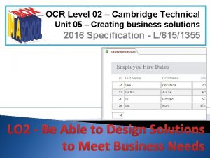 OCR Level 02 Cambridge Technical Unit 05 Creating