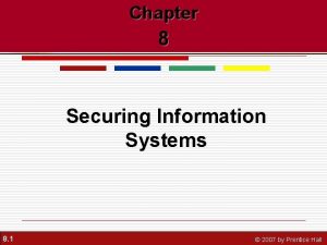 Chapter 8 Securing Information Systems 8 1 2007