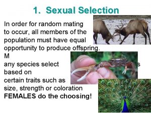 1 Sexual Selection In order for random mating