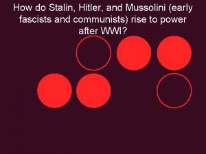 How do Stalin Hitler and Mussolini early fascists