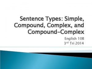 Sentence Types Simple Compound Complex and CompoundComplex English