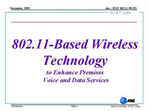 November 1999 doc IEEE 802 11 99251 ATT