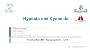 Hypoxia and Cyanosis Red very important Green Doctors