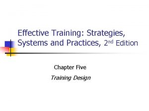 Effective Training Strategies Systems and Practices 2 nd