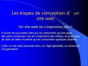 Les tapes de conception dun site web Un