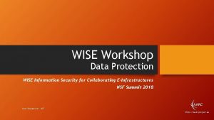 WISE Workshop Data Protection WISE Information Security for