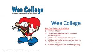 Wee College Year One Verse Practice Game 1