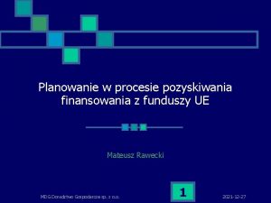 Planowanie w procesie pozyskiwania finansowania z funduszy UE