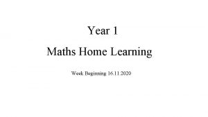 Year 1 Maths Home Learning Week Beginning 16