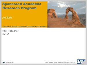 Sponsored Academic Research Program Aril 2009 SYSTEMATIC THOUGHT