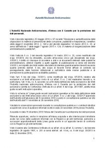 Autorit Nazionale Anticorruzione LAutorit Nazionale Anticorruzione dintesa con