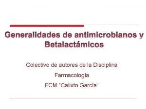 Colectivo de autores de la Disciplina Farmacologa FCM