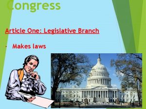 Congress Article One Legislative Branch Makes laws Review