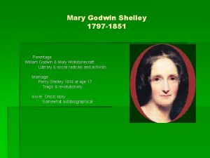 Mary Godwin Shelley 1797 1851 Parentage William Godwin