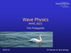 Wave Physics PHYS 2023 Tim Freegarde 2020 21