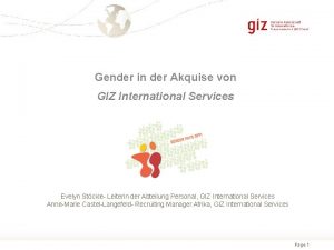 Gender in der Akquise von GIZ International Services