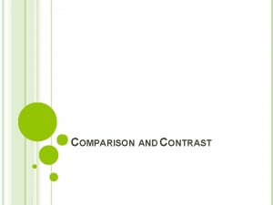 COMPARISON AND CONTRAST COMPARISON CONTRAST Comparison points out