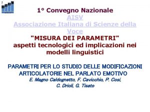 1 Convegno Nazionale AISV Associazione Italiana di Scienze