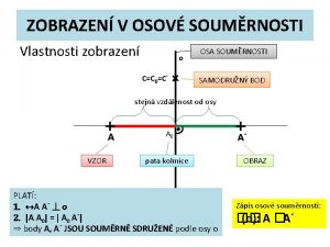 ZOBRAZEN V OSOV SOUMRNOSTI Vlastnosti zobrazen o CC