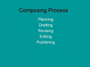 Composing Process Planning Drafting Revising Editing Publishing Prewriting