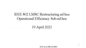 IEEE 802 LMSC Restructuring ad hoc Operational Efficiency