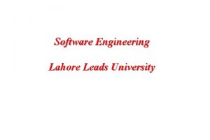 Software Engineering Lahore Leads University 1 Course Schedule
