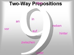 9 ber TwoWay Prepositions an vor in neben