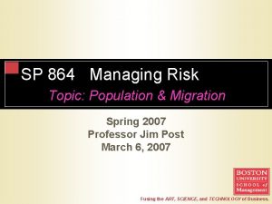 SP 864 Managing Risk Topic Population Migration Spring