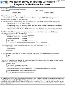 Preseason Survey on Influenza Vaccination Programs for Healthcare