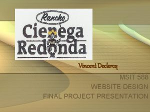 Vincent Declercq MSIT 588 WEBSITE DESIGN FINAL PROJECT