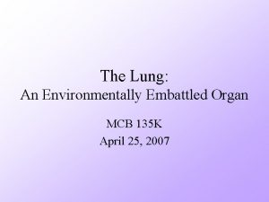 The Lung An Environmentally Embattled Organ MCB 135