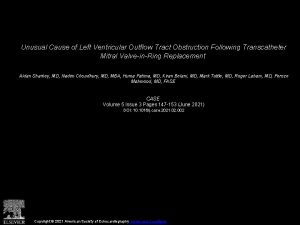 Unusual Cause of Left Ventricular Outflow Tract Obstruction