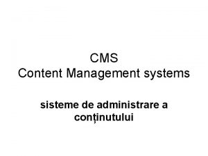 CMS Content Management systems sisteme de administrare a