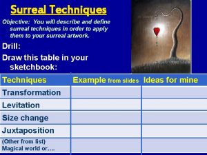Surreal Techniques Objective You will describe and define