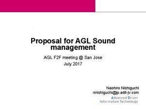 Proposal for AGL Sound management AGL F 2