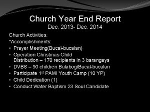 Church Year End Report Dec 2013 Dec 2014