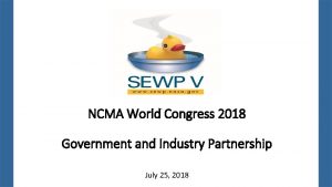 NCMA World Congress 2018 Government and Industry Partnership