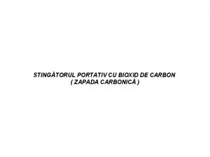 STINGTORUL PORTATIV CU BIOXID DE CARBON ZAPADA CARBONIC