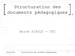 Structuration des documents pdagogiques Herv PIAULT UTC 12242021