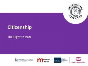 Citizenship The Right to Vote Key words Right