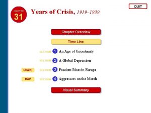 Years of Crisis 1919 1939 CHAPTER 31 Chapter