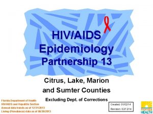 HIVAIDS Epidemiology Partnership 13 Citrus Lake Marion and