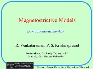 Magnetostrictive Models Low dimensional models R Venkataraman P