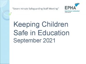 Sevenminute Safeguarding Staff Meeting Keeping Children Safe in