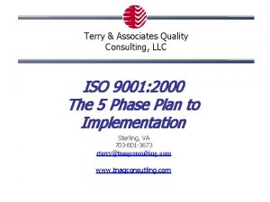 Terry Associates Quality Consulting LLC ISO 9001 2000