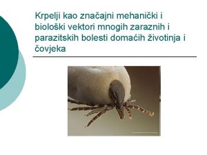 Krpelji kao znaajni mehaniki i bioloki vektori mnogih