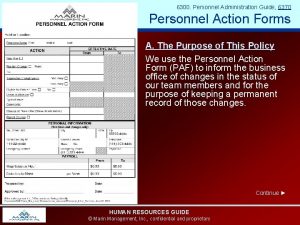 6300 Personnel Administration Guide 6370 Personnel Action Forms